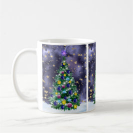 Shiny Christmas tree with bright colored baubles Kaffeetasse
