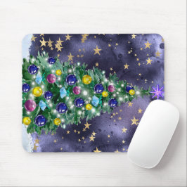 Shiny Christmas tree with bright colored baubles Mousepad