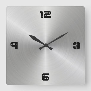 Shiny Circular Polished Metal Texture Quadratische Wanduhr