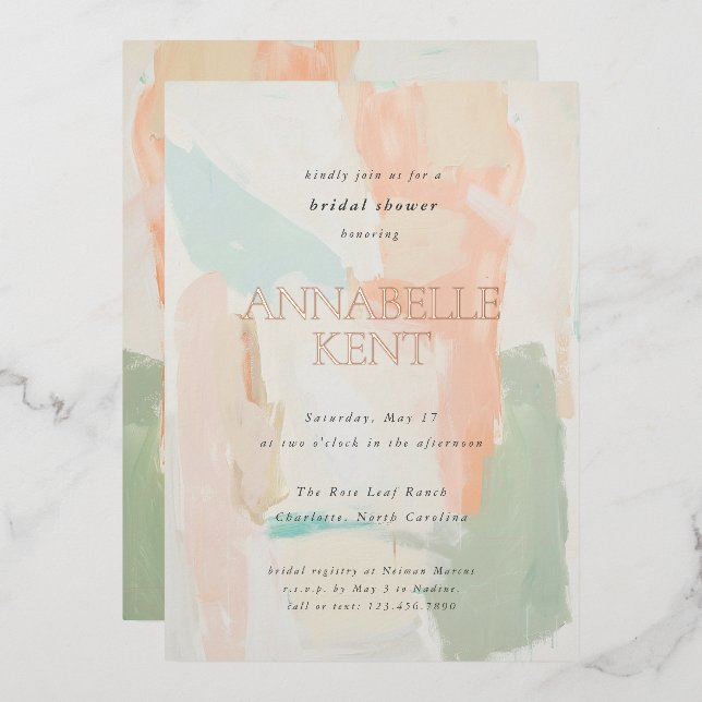 Shiny Colorful Pastel Spring Summer Brautparty Folieneinladung (Vorderseite/Rückseite)