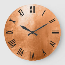 Shiny Copper Imitate Foil Black Roman Numerres Große Wanduhr