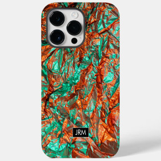 Shiny Crumpled Foil Iridescent Custom Monogram iPhone 14 Pro Max Hülle