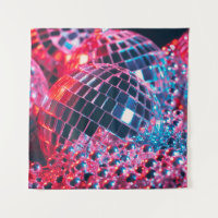 Shiny disco party background with mirror balls ref