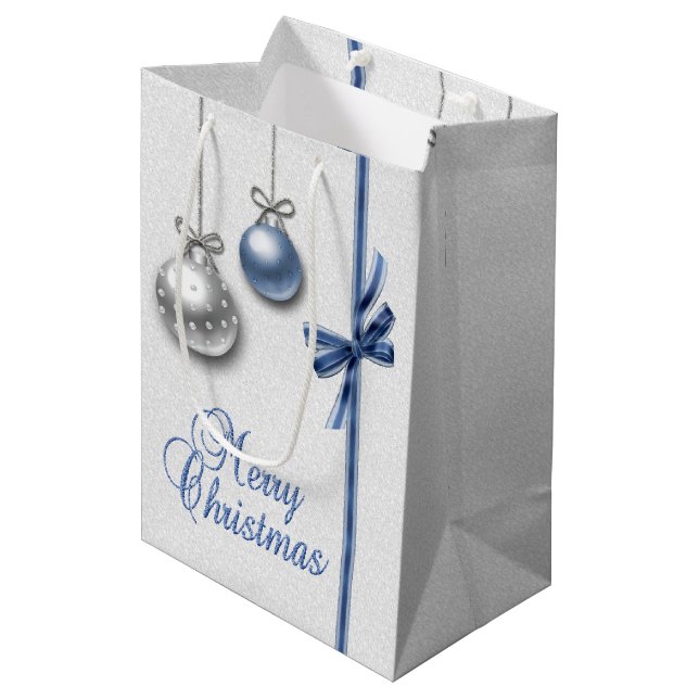 Shiny Elegant Christmas Balls Mittlere Geschenktüte (Vorderseite Schrägansicht)