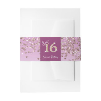 Shiny Falling Rose Gold Glitzer Sweet 16 Einladungsbanderole