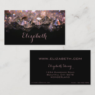 Shiny Festive Elegante Diamanten Schwarz und Rosa Visitenkarte
