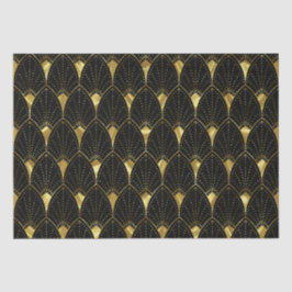 Shiny Gold Art Deco Muster auf schwarz Seidenpapier