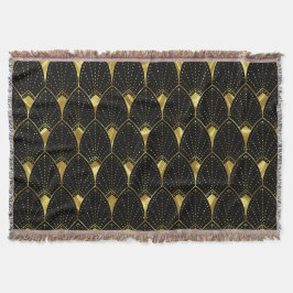 Shiny Gold Art Deco Muster auf schwarzem Hintergru Decke