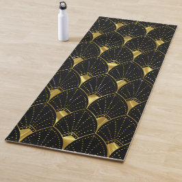 Shiny Gold Art Deco Muster auf schwarzem Hintergru Yogamatte