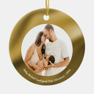 Shiny Gold Foil, Baby 1. Weihnachten Keramik Ornament
