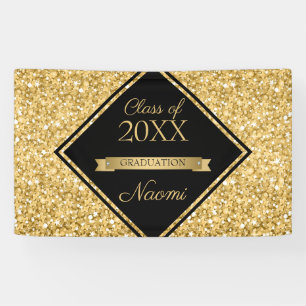 Shiny Gold Glitzer Black Frame Banner