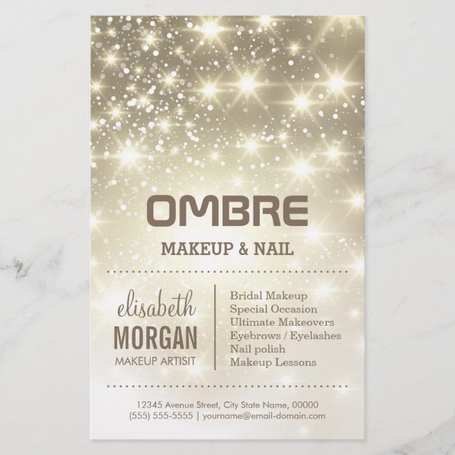 Shiny Gold Glitzer Glitzern Beauty Salon Flyer (Vorne)
