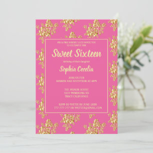 Shiny Gold Rose Sweet 16 Einladung