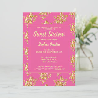 Shiny Gold Rose Sweet 16 Einladung