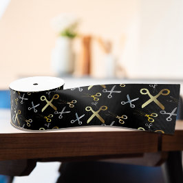 Shiny Gold & Silver Scissors Muster-Haarstylle Ripsband