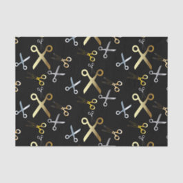 Shiny Gold & Silver Scissors Muster-Haarstylle Seidenpapier