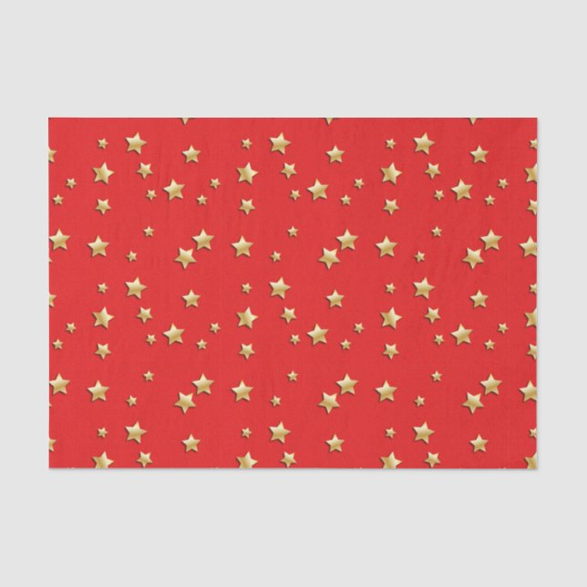 Shiny Gold Stars auf einem roten Hintergrund Seidenpapier (Vorderseite)