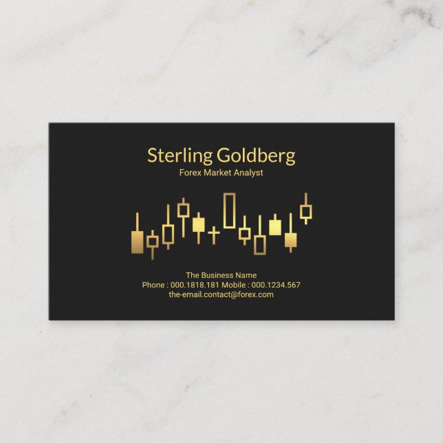 Shiny Gold Stock Exchange Graph Forex Dealer Visitenkarte (Vorderseite)
