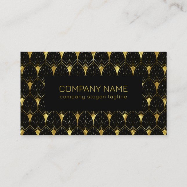 Shiny Gold und Black Art Deco Muster Visitenkarte (Vorderseite)