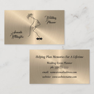 Shiny Gold Wedding Event Planner Business Card Visitenkarte