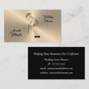 Shiny Gold Wedding Event Planner Business Card Visitenkarte