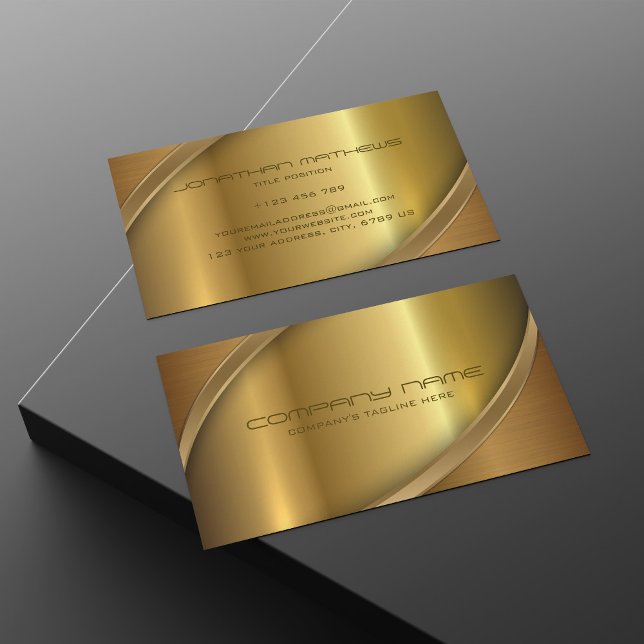 Shiny Golden Metal Look Brown Stainless Steel Visitenkarte (Von Creator hochgeladen)