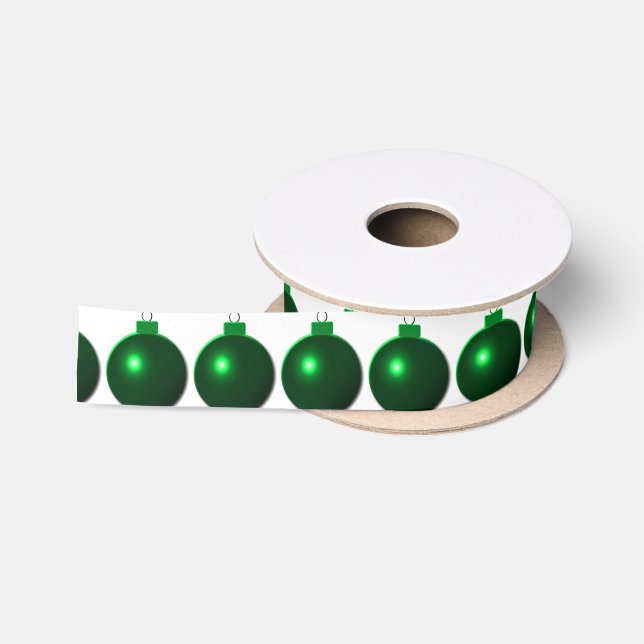 Shiny Green Christmas Ball Ornament Satinband (Spule)