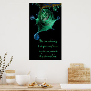 Shiny Green und Blue Fraktal Tropfen Kostenvoransc Poster