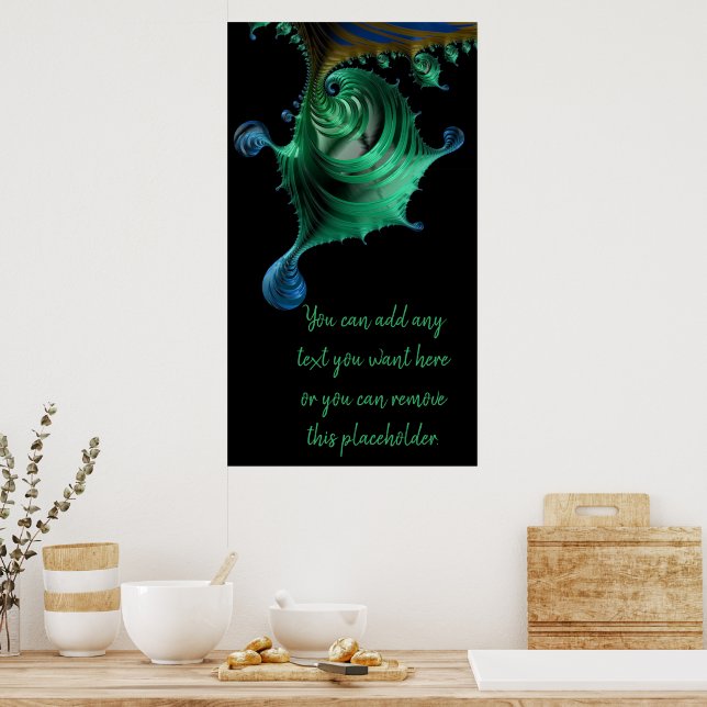 Shiny Green und Blue Fraktal Tropfen Kostenvoransc Poster (Küche)
