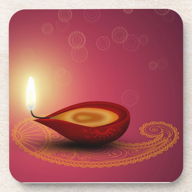 Shiny Happy Diwali Diya - Dessous de verre de lièg (Devant)