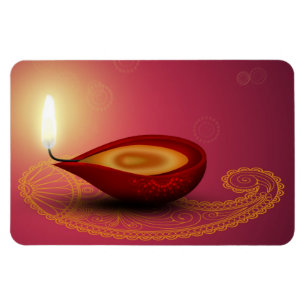 Shiny Happy Diwali Diya - Flexible Magnet