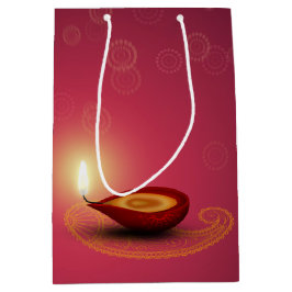 Shiny Happy Diwali Diya - Medium Geschenktasche Mittlere Geschenktüte