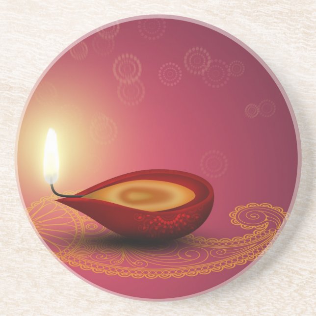 Shiny Happy Diwali Diya - Sandstone Untersetzer (Vorne)
