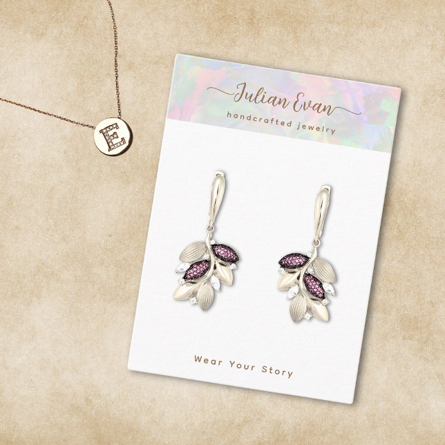 Shiny Holographic Aura Opal Stone Juwelier Display Visitenkarte (Shiny Holographic Aura Opal Stone Jewelry Display Business Card )