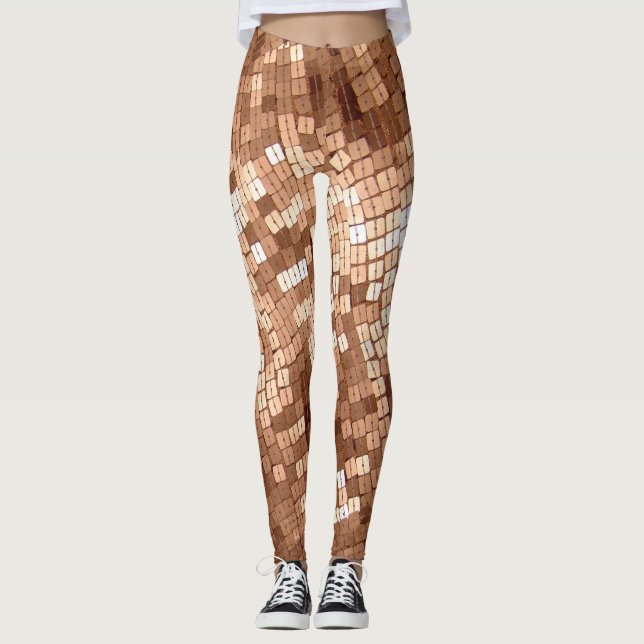 Shiny IMITATE Funkelnd Kupfer farbige Sequenzen se Leggings (Vorderseite)