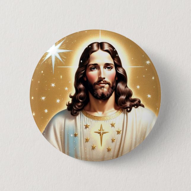 Shiny Jesus mit Stars Button (Vorderseite)