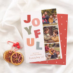 Shiny Joyful Boho Bold Multi 3 Photo Christmas  Folien Feiertagskarte<br><div class="desc">Add some shine to your Christmas cards with real gold, silver, or rose gold foil! This classic and timeless metallic style is sure to add another level to your cards. A bold and playful Christmas holiday photo card design. The front of the card features a booth-style layout with three custom...</div>