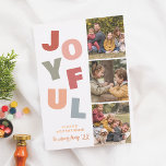 Shiny Joyful Boho Bold Multi 3 Photo Christmas  Folien Feiertagskarte<br><div class="desc">Add some shine to your Christmas cards with real gold, silver, or rose gold foil! This classic and timeless metallic style is sure to add another level to your cards. A bold and playful Christmas holiday photo card design. The front of the card features a booth-style layout with three custom...</div>