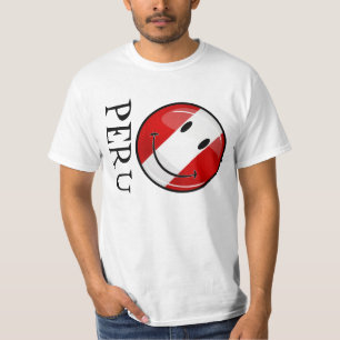 Shiny lächelnde peruanische Flagge T-Shirt