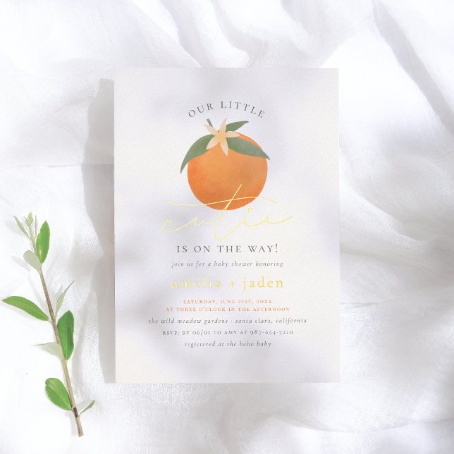 Shiny Little Süsse Orange Blossom Babydusche Folieneinladung (Von Creator hochgeladen)