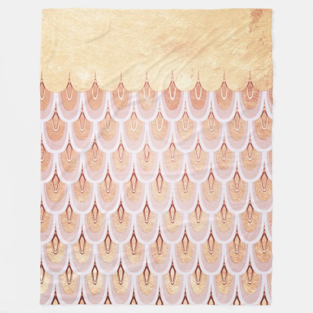 Shiny Lmon Pink Glitzer Meerjungfrau Fischskala Fleecedecke (Vorderseite)