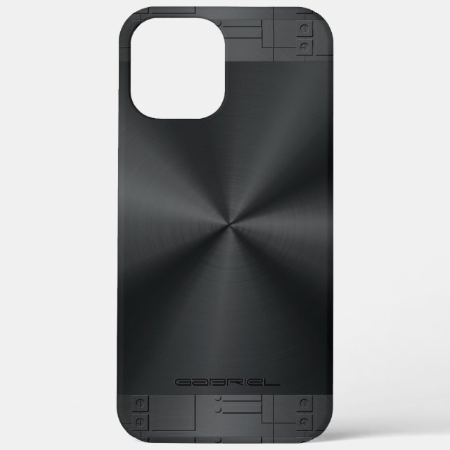 Shiny Metallic Black Geometric Accents Case-Mate iPhone Hülle (Rückseite)