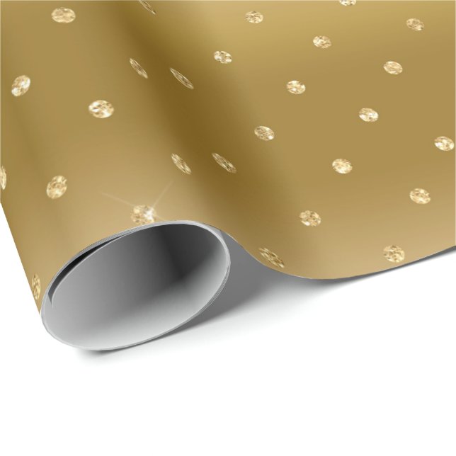 Shiny Metallic Gold Polka Dots Geschenkpapier (Rolleneckpunkt)