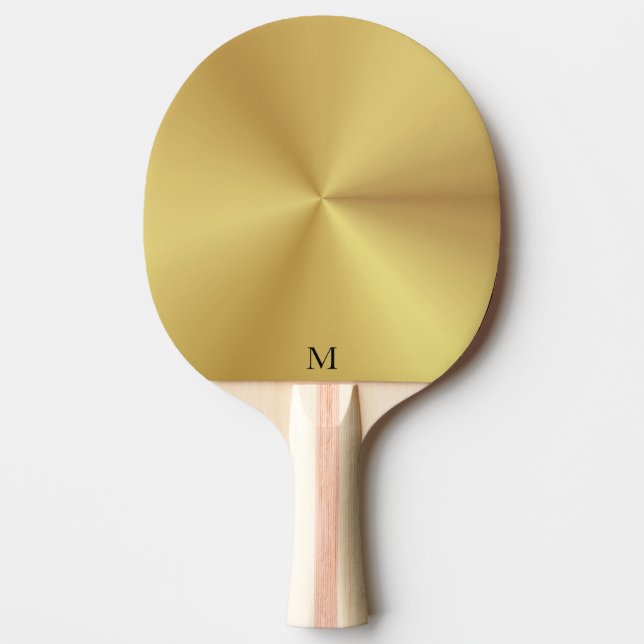 Shiny Metallic Gold Textur Monogram Tischtennis Schläger (Vorderseite)