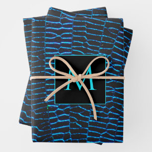 Shiny Metallic, leuchtend blau, abstrakt Geschenkpapier Set