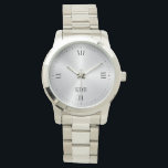 Shiny Metallic Silver Roman Numerals Monogram Armbanduhr<br><div class="desc">Elegant,  slick,  minimalistic image of shiny metallic silver stainless steel texture print with a Roman numerals and a customizable monogram.</div>