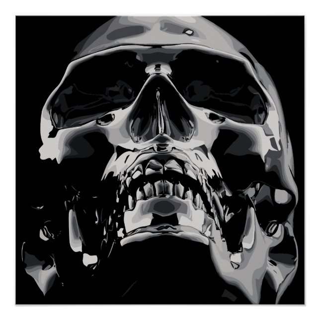 Shiny Metallic Skull Artwork Poster (Vorderseite)