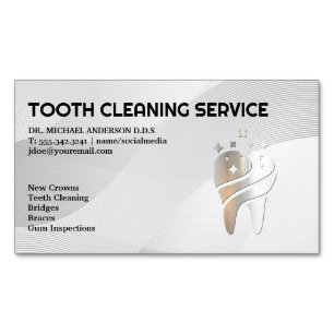 Shiny Metallic Tooth Logo   Zahnmedizin Magnetische Visitenkarte