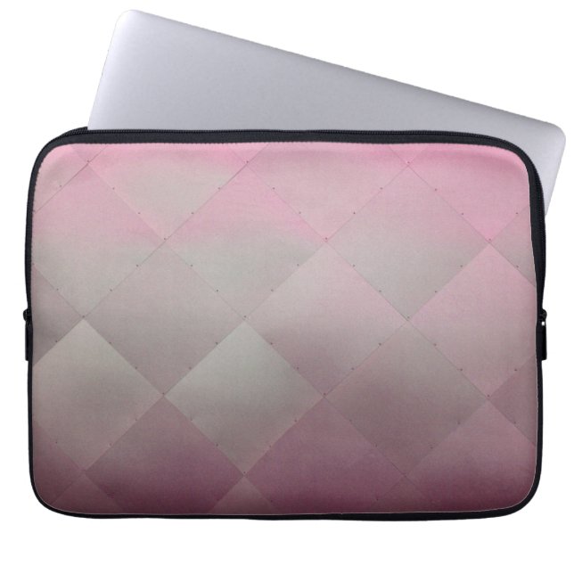 Shiny Modern Checkered Metal Pink Laptopschutzhülle (Vorderseite)