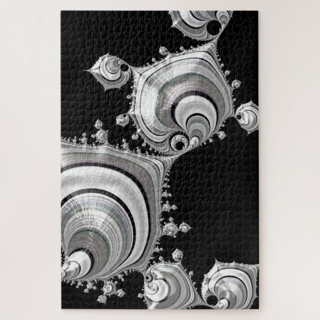 Shiny Monochrome Holographic Fraktal Space Oysters (Vertikal)